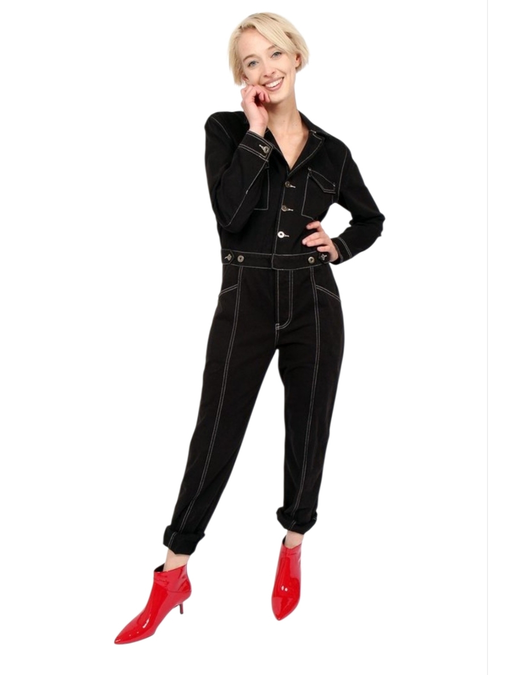 Pistola Reagan Long Sleeve Juimsuit Black Women's XS